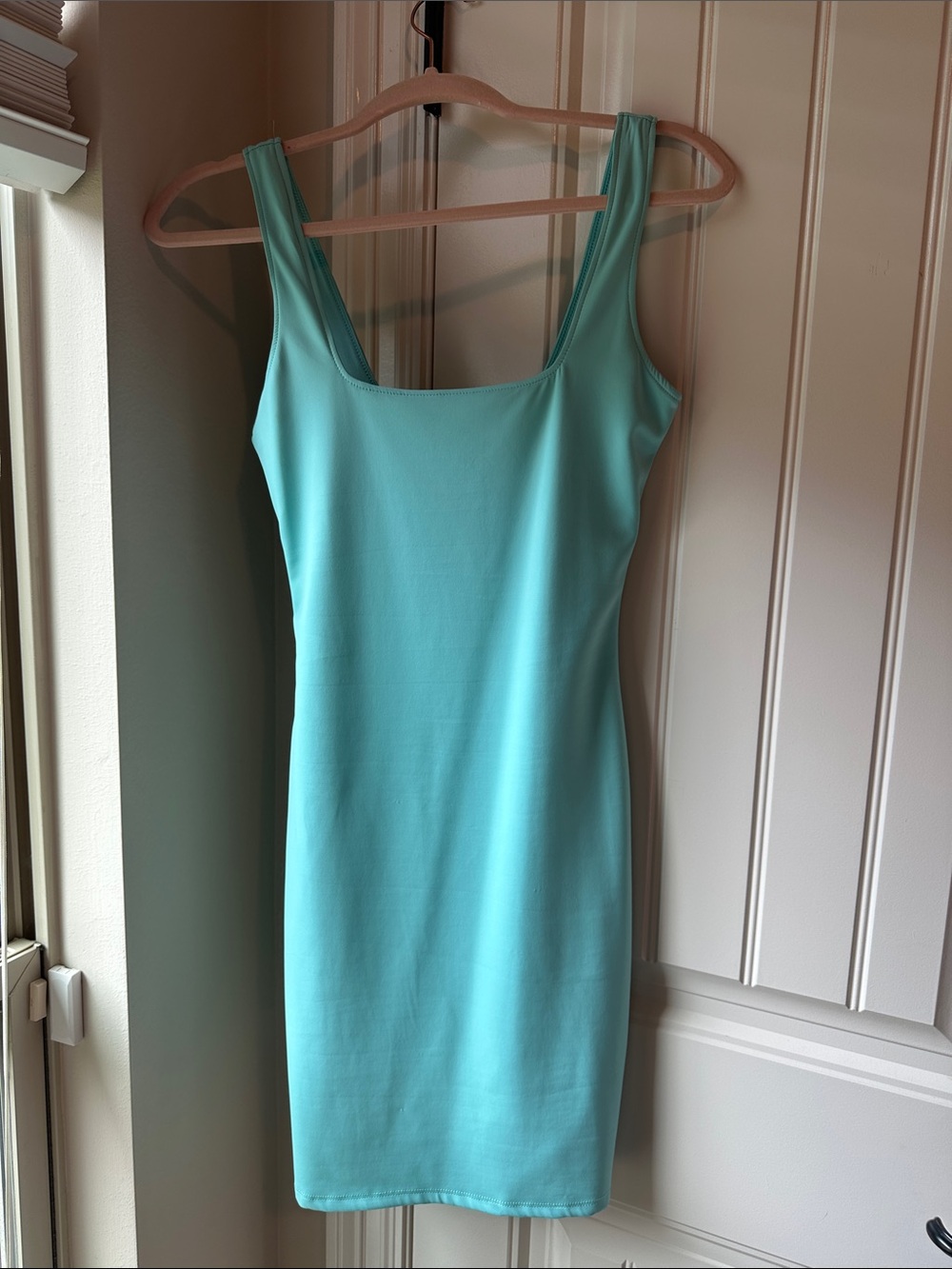 Good American Scuba Modern Tank Aqua Scoop Neck Mini Dress